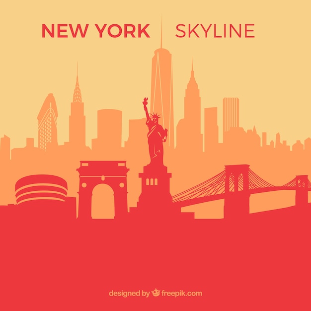 Red skyline of new york