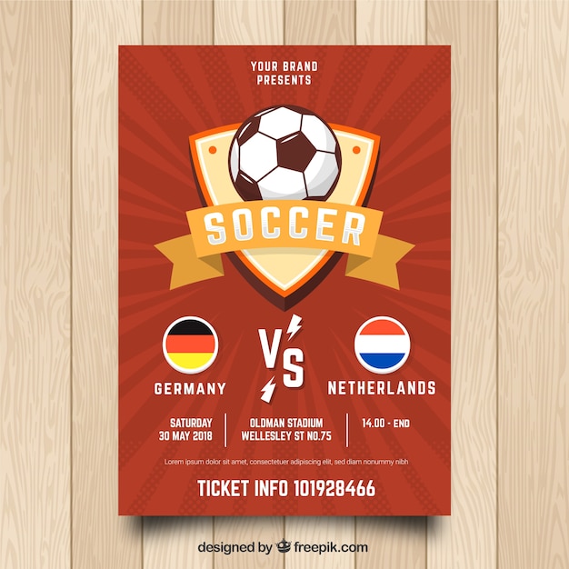 Red soccer flyer template