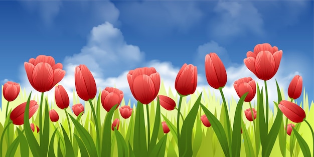 Free vector red spring flowers composition