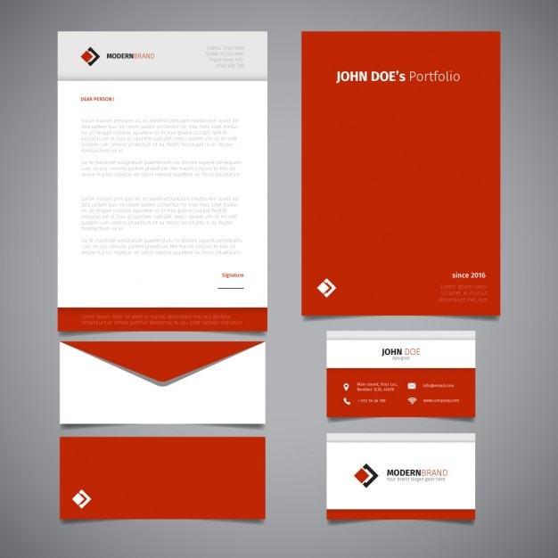 Free Vector red stationery deisgn