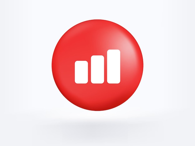 Free Vector red stock chart 3d icon isolated on white background business finance progress statistics up icon.