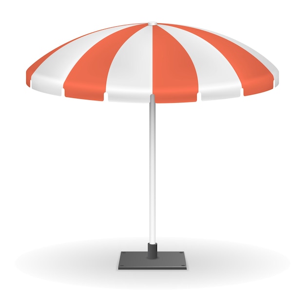 Red striped market umbrella for outdoor event . Umbrella protection from sun, tent round umbrella for rest outdoor