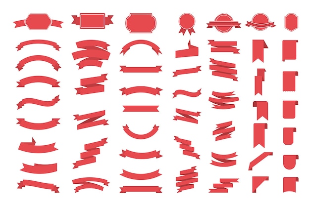 Free Vector red text ribbons set on white background