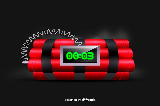 Free Vector red time bomb realistic style