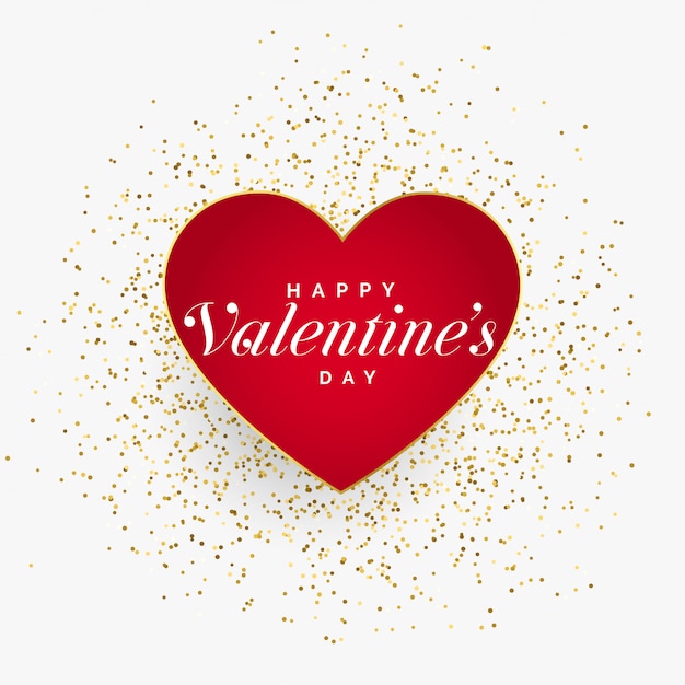 Free vector red valentines day heart with glitter particles