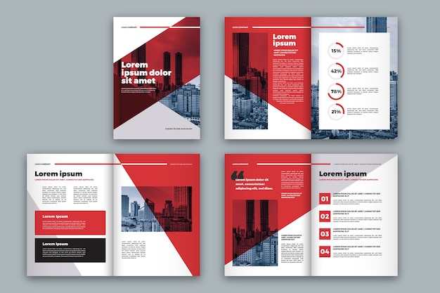 Red and white brochure template layout