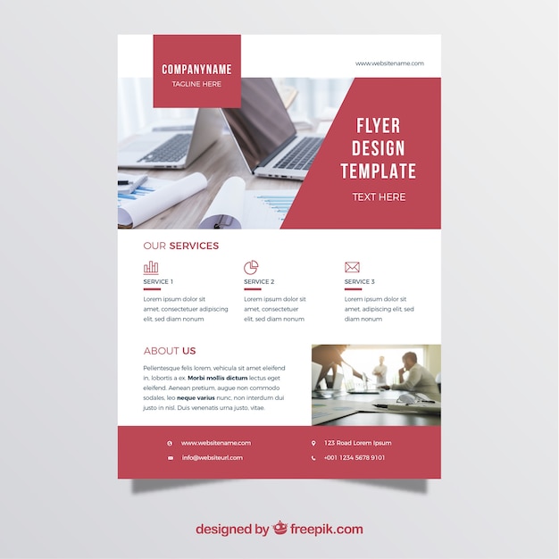 Red and white business flyer template