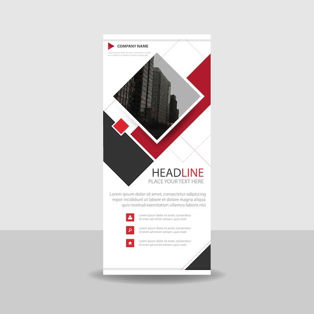 Red and white commercial roll up banner