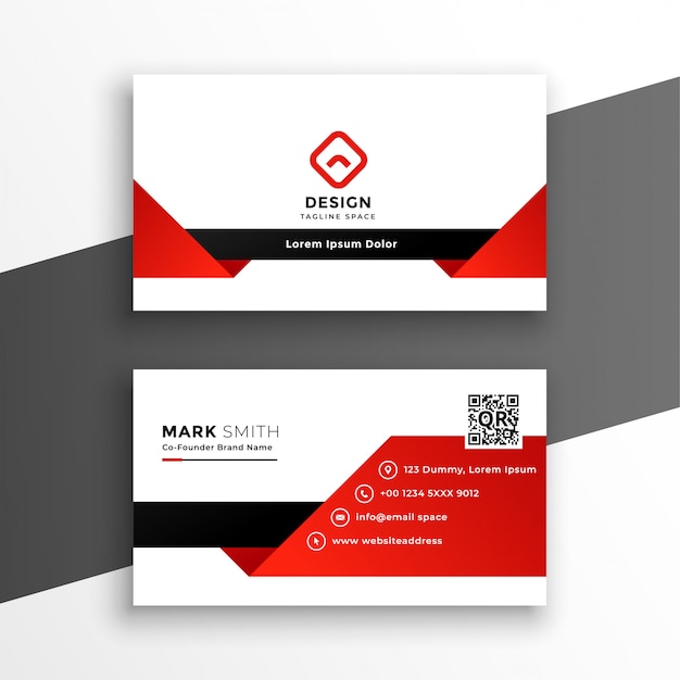 Free vector red and white modern business card template