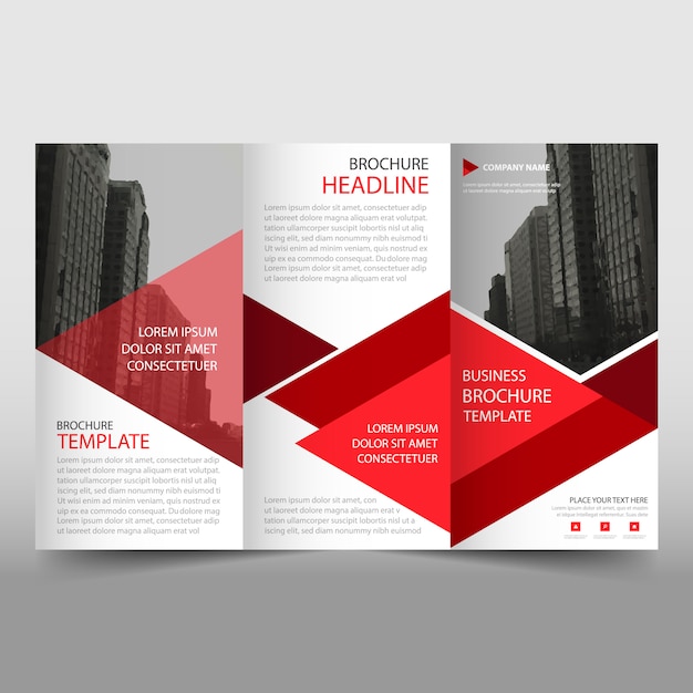 Red and white trifold business brochure template