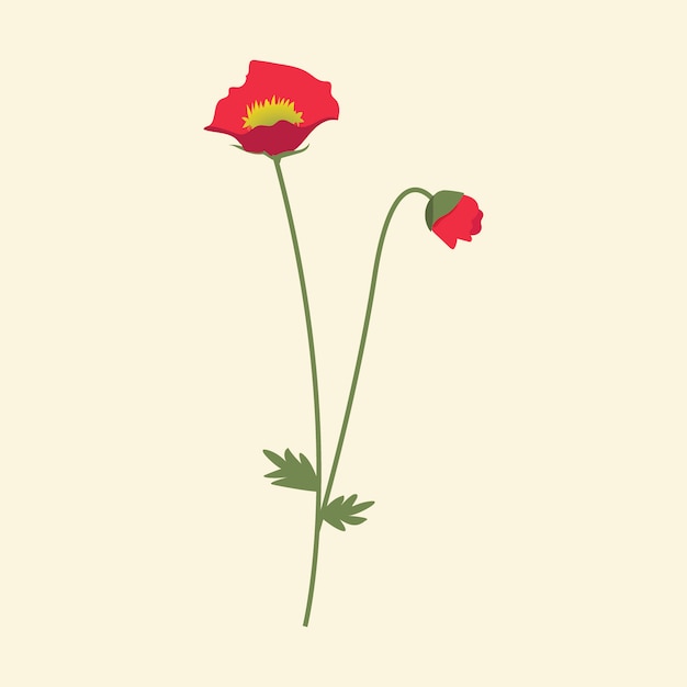 Free Vector red wild flower vector illustration