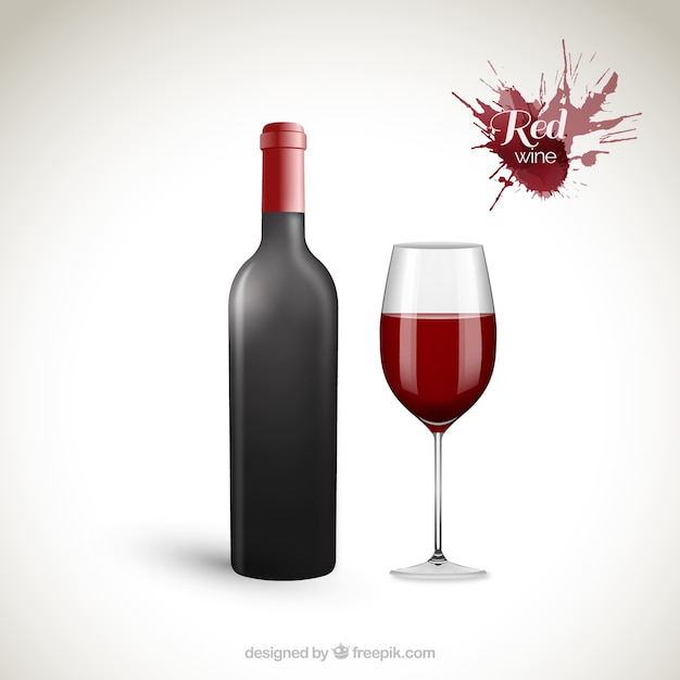 Free vector red wine bottle and wineglass