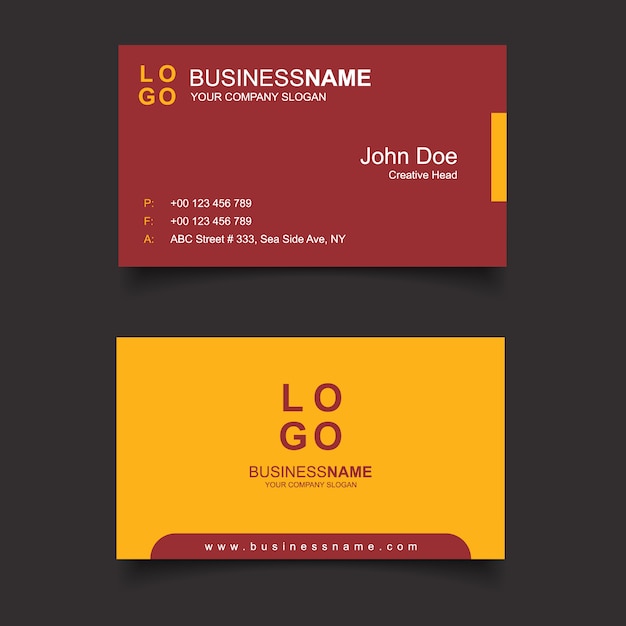 Red and yellow business card