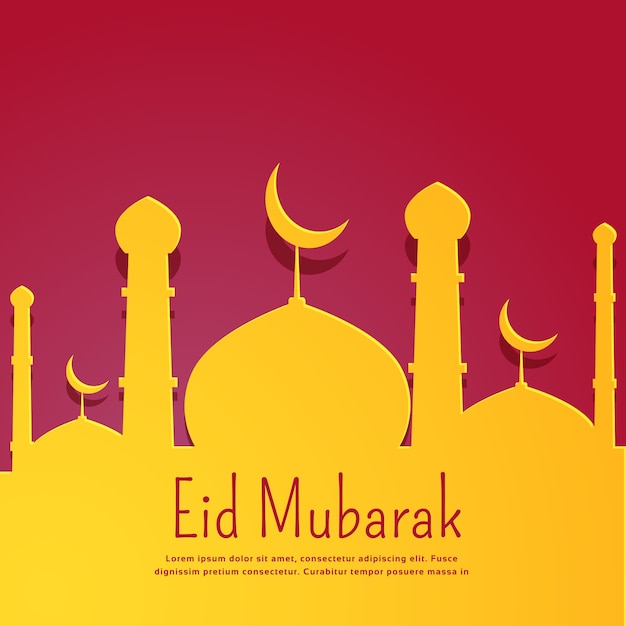 Red and yellow eid mubarak vector design