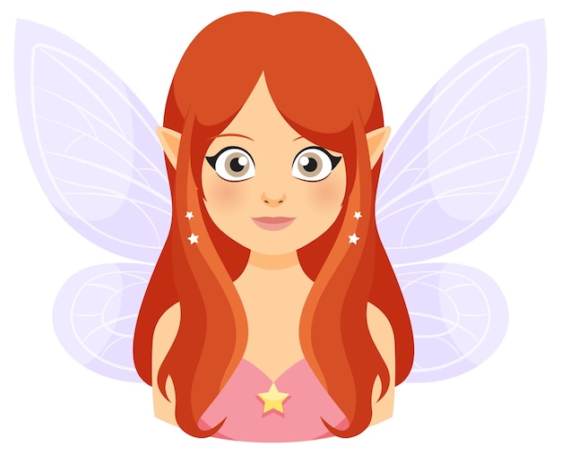 Free Vector redhaired fairy with star necklace