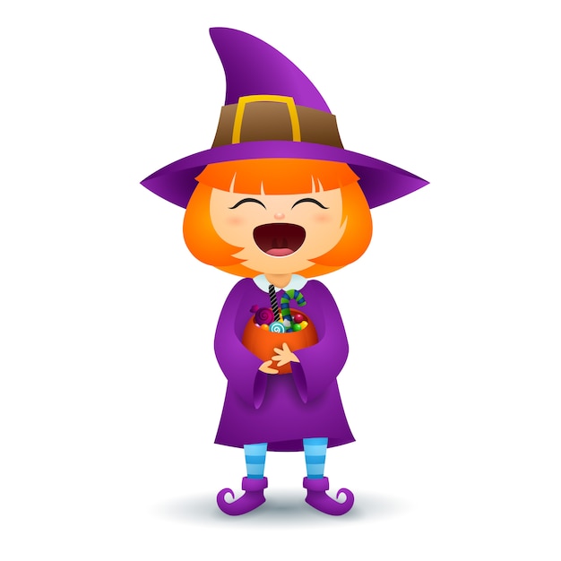 Redhead girl in costume of witch