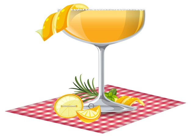 Free Vector refreshing citrus cocktail on checkered cloth