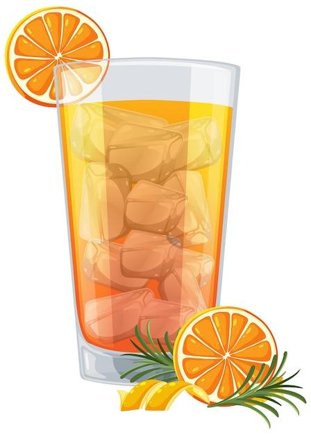 Refreshing Citrus Iced Drink Illustration