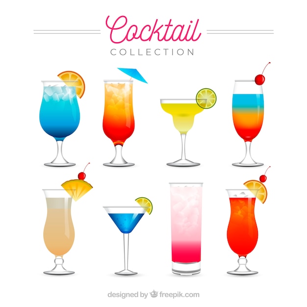 Free Vector refreshing cocktails collection in realistic style