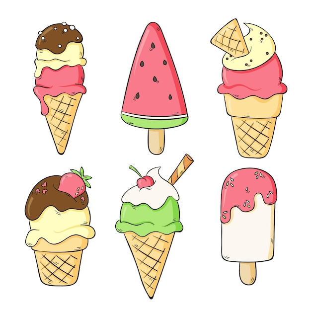 Refreshing hand drawn ice cream pack