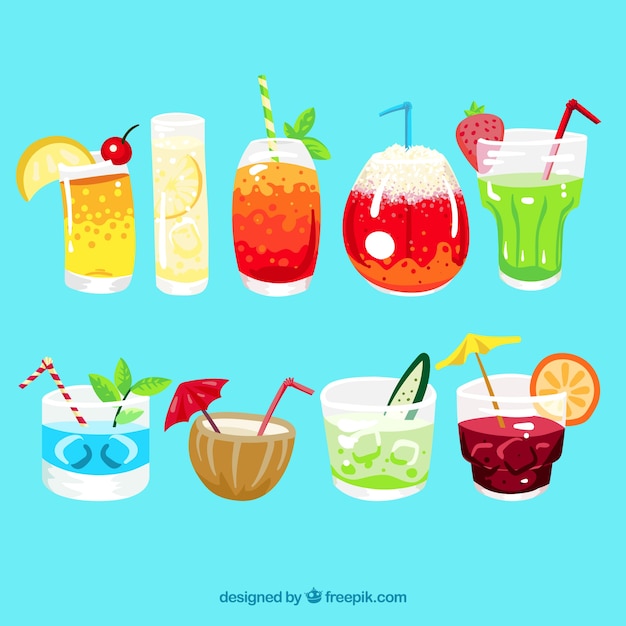 Free Vector refreshment drinks pack