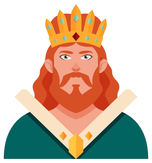 Regal King with Crown Illustration