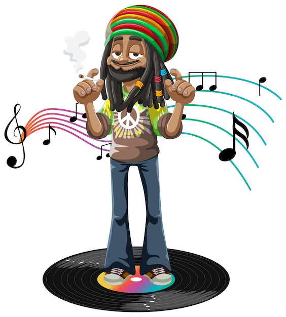 Free Vector reggae musician on vinyl record