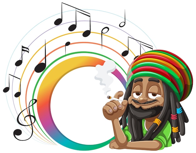 Free Vector reggae musician with colorful musical background