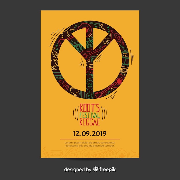 Reggae party flyer with peace sign