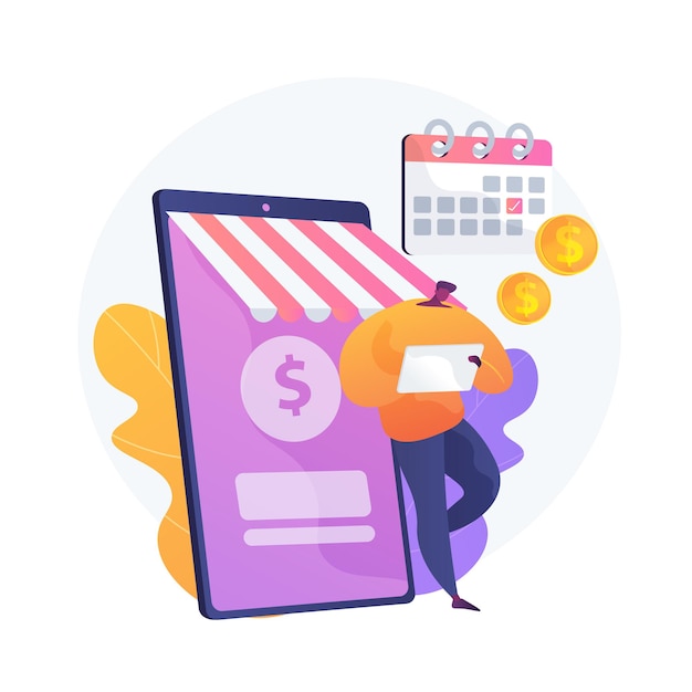 Regular money transfer, cash transaction, planned payment. Online banking, remittance, personal account management. Money addresser cartoon character. Vector isolated concept metaphor illustration.