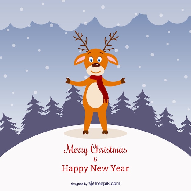 Free Vector reindeer christmas card