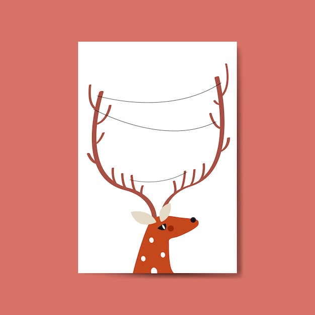 Free Vector reindeer head with lines around horn vector