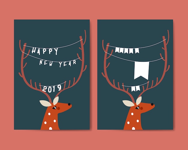 Free Vector reindeer with decoration around horn vector