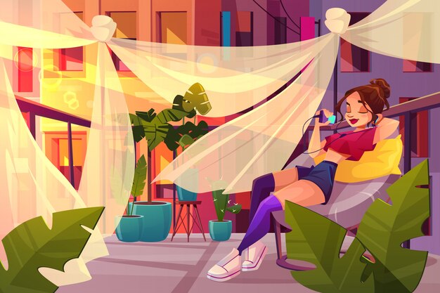 Relax and chill out in big city cartoon vector concept. 