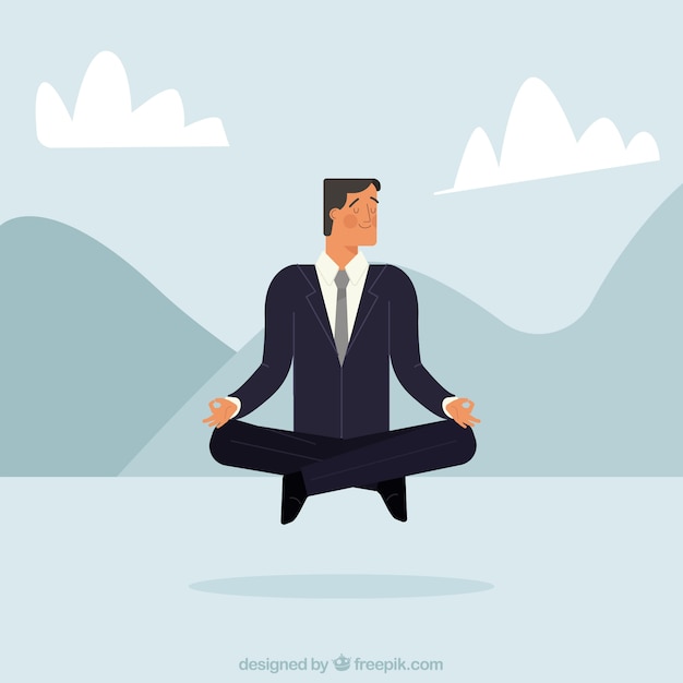 Free Vector relaxed businessman meditating