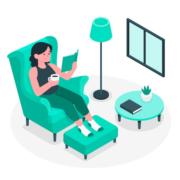 Relaxing at home concept illustration