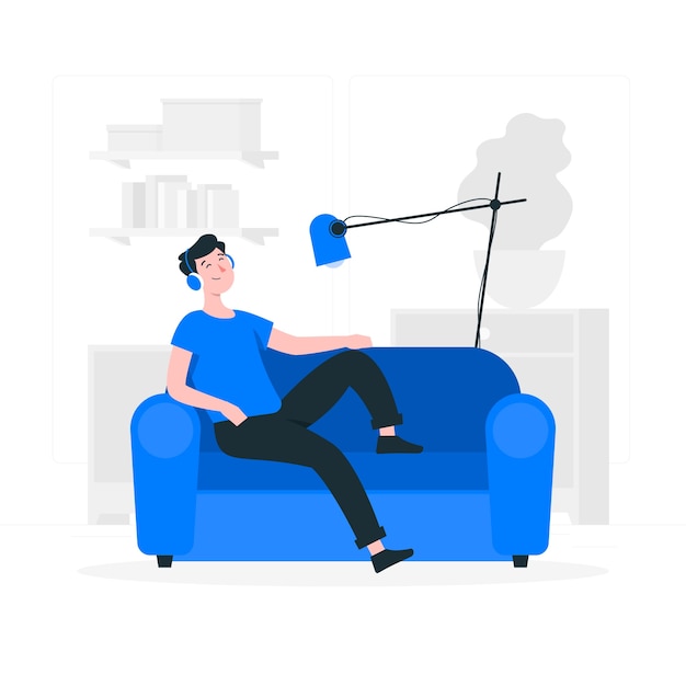 Relaxing at home concept illustration