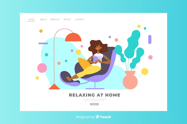 Free Vector relaxing at home concept for landing page