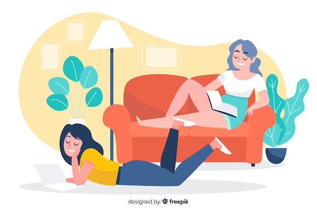 Relaxing at home illustrated concept for landing page