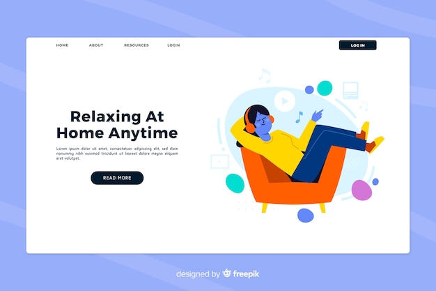 Relaxing at home landing page concept