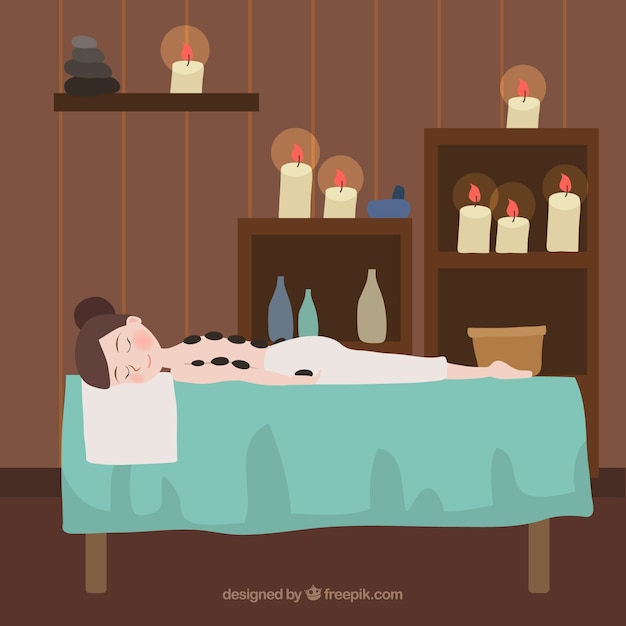 Free vector relaxing scene in a spa