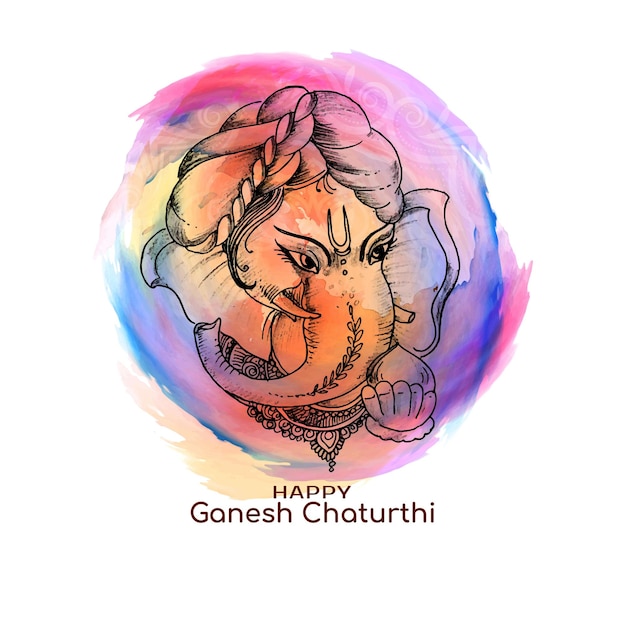 Free Vector religious beautiful happy ganesh chaturthi festival greeting card