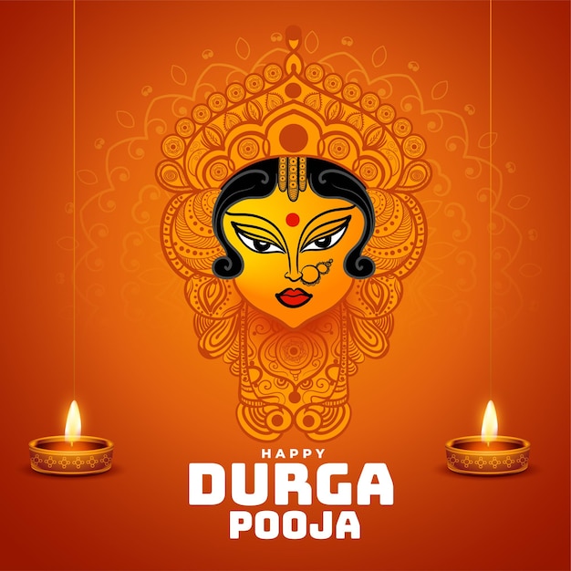 Free Vector religious durga pooja festival card design