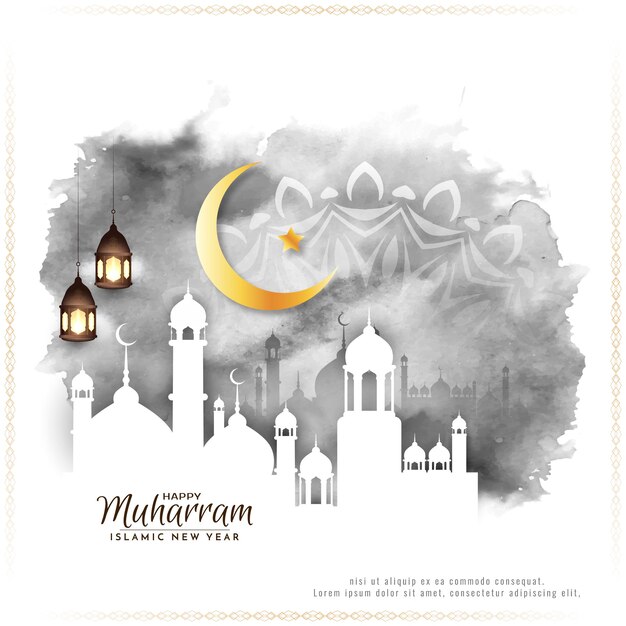 Religious festival Happy Muharram and Islamic new year background vector