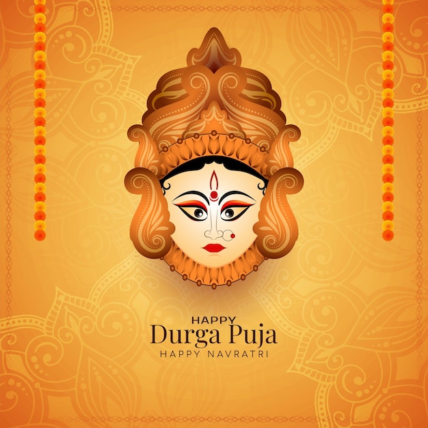 Free vector religious happy durga puja and navratri hindu festival celebration background