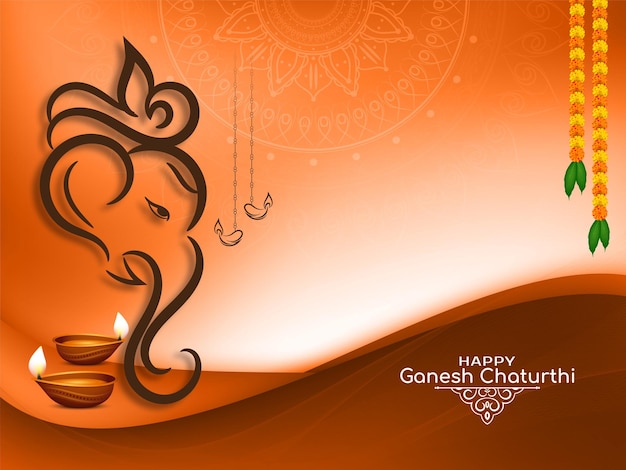 Free vector religious happy ganesh chaturthi indian festival background vector