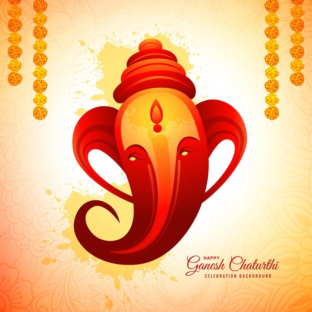 Religious happy ganesh chaturthi indian festival celebration card design