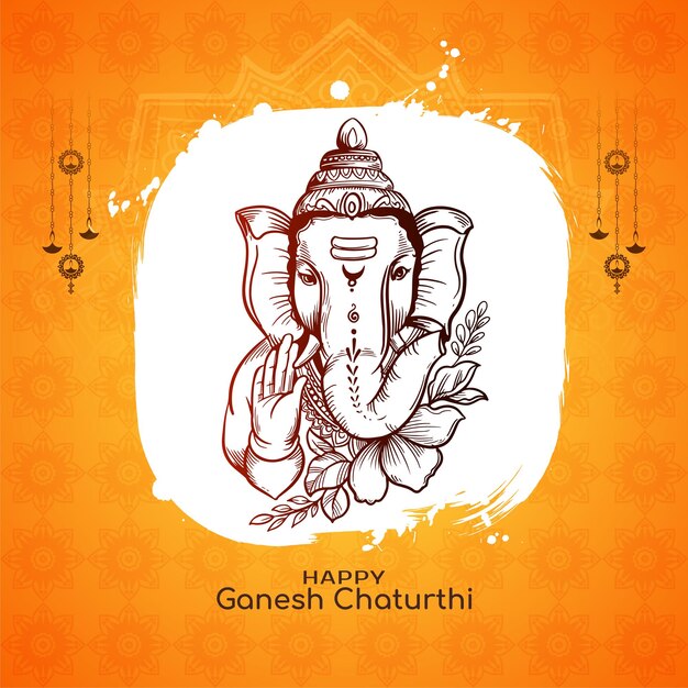 Religious Happy Ganesh Chaturthi Indian hindu festival celebration card