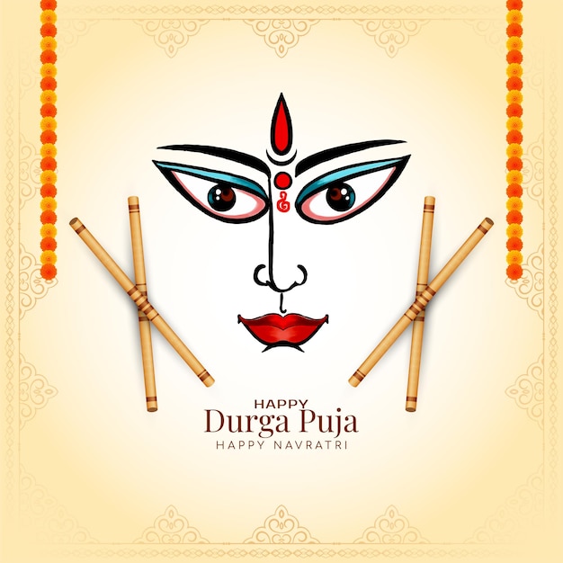 Free Vector religious happy navratri and durga puja festival greeting card vector