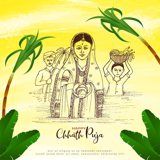 Religious Indian festival Happy Chhath Puja celebration background